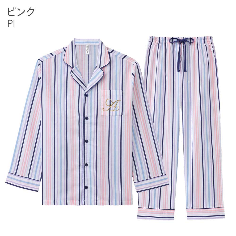 ペア 長袖 シャツパジャマ 上下セット(男女兼用)カラー写真02