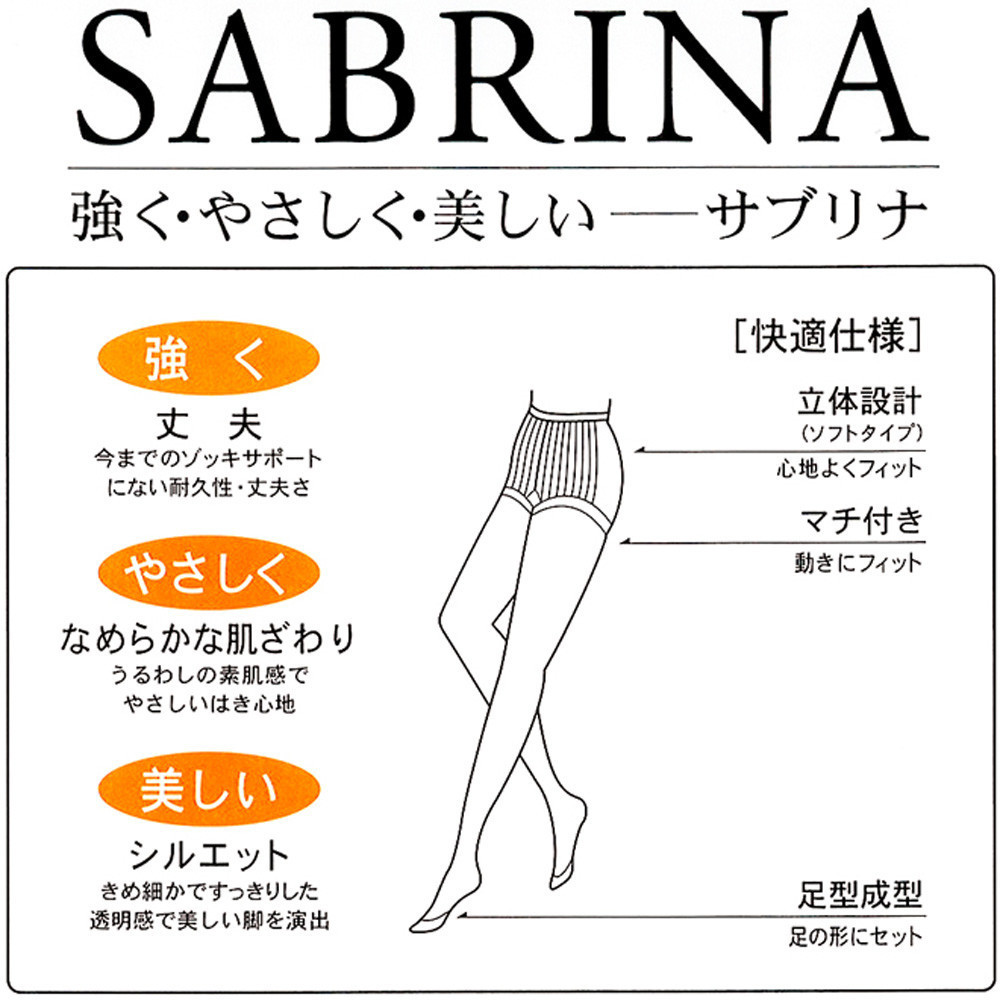 SABRINA サブリナ パンスト ストッキング、日本製 伝線しにくい3枚セット×2カラー写真02